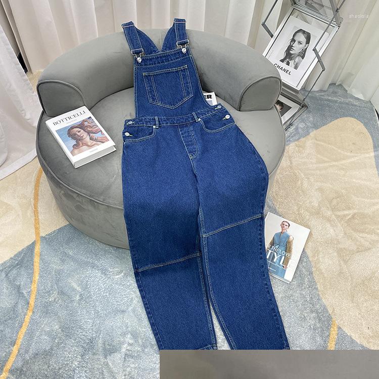 

Women' Jeans Early Spring 2023 Blue High Waist Straight Tube Denim Strap Pants Women