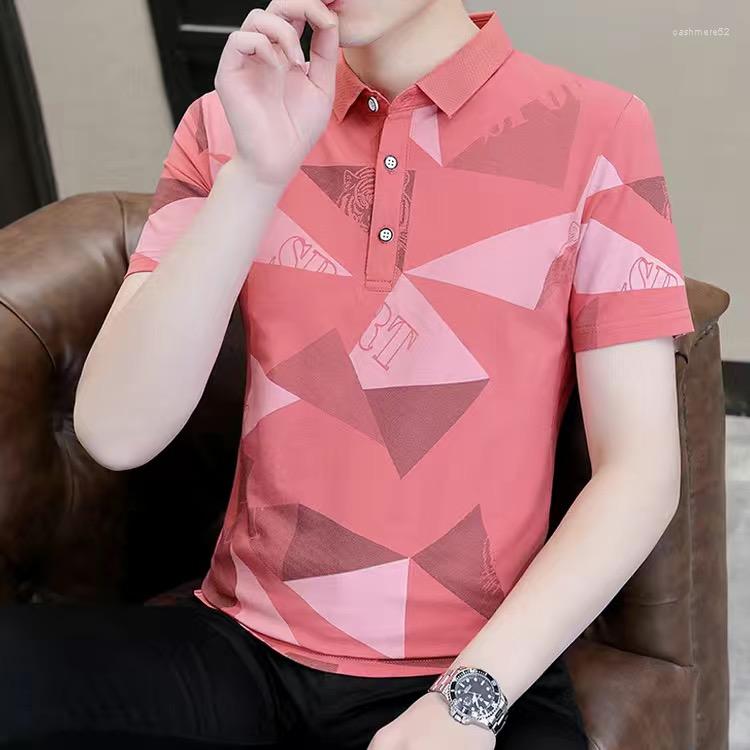 

Men's Polos 2023 European And American Men's Short Sleeve Embroidered Business Summer Polo Shirt Fashion Loose Oversized Lapel T-shirt, 25