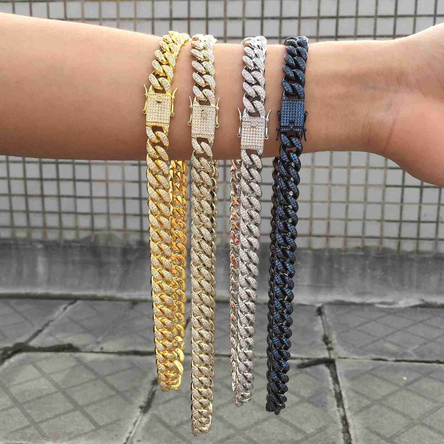 

12mm14mm Newest Box Clasp Micro Prongice Cz Cuban Link Necklace Chains Choker Luxury Bling Jewelry Fashion Hip Hop for Men