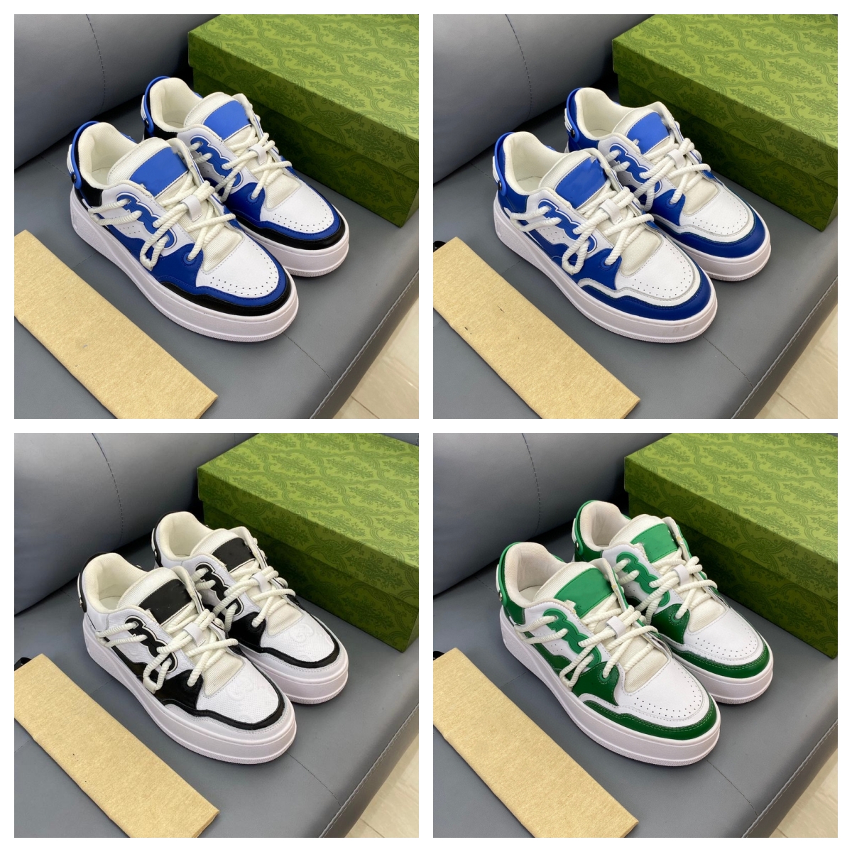 

23SS original Casual Shoes High Top Design Shoe Luxury Classic Casual Shoes Green Red Stripe G Leather Chaussures Designer Trainer Woman Ace Shoes, Model 04