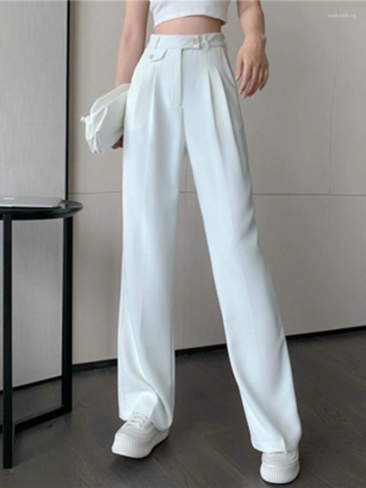 

Women' Pants Versatile Suit Wide Leg Women' Spring And Summer High Waist Slim Drop Straight Casual Trousers, Black