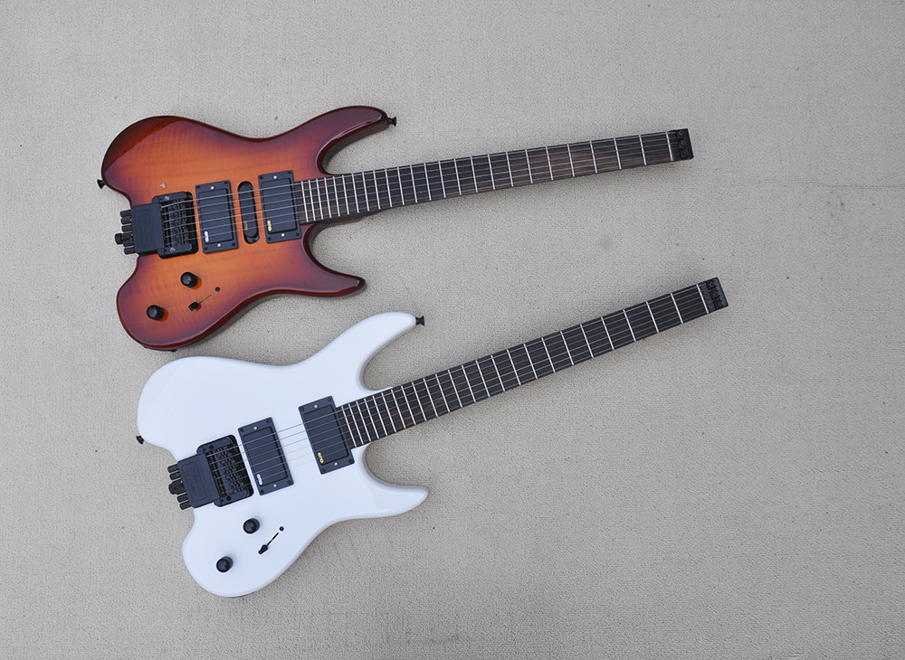 

Two colors headless electric guitar with floyd rose rosewood fretboard can be customized as request