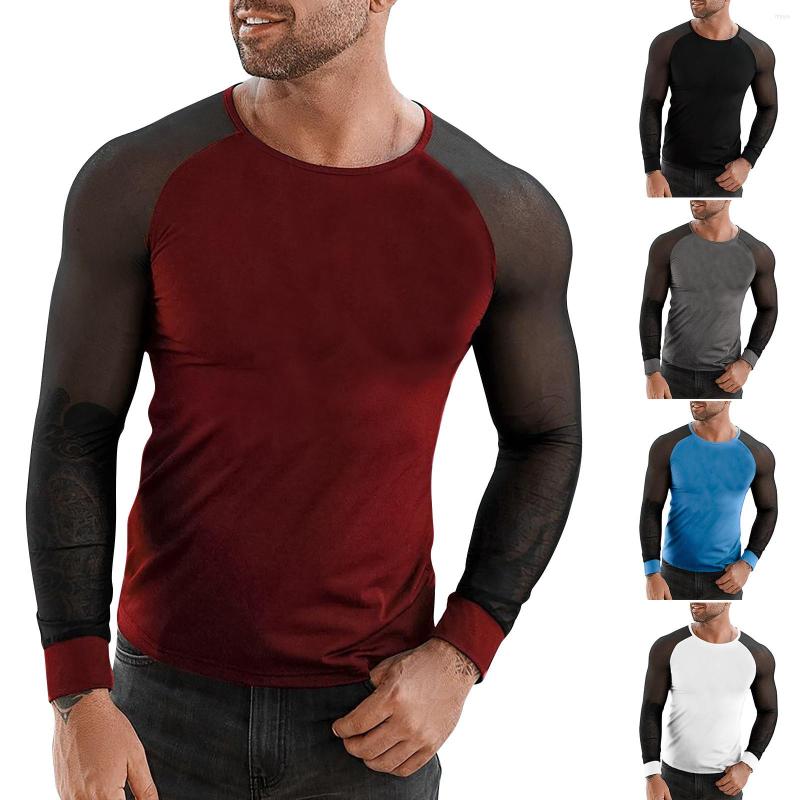 

Men's T Shirts Mesh Shirt Men'S Sports Tops Breathable Bottoming Sewing Men Dark, Black