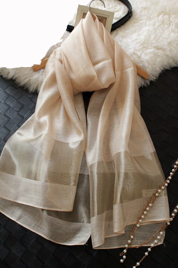 

Sarongs Silk Scarf Summer Silk Women's Scarfs Fashion Black Stitching Gold Silk Scarves Long Section Soft Shawl Muffler Organza Scarf 230509