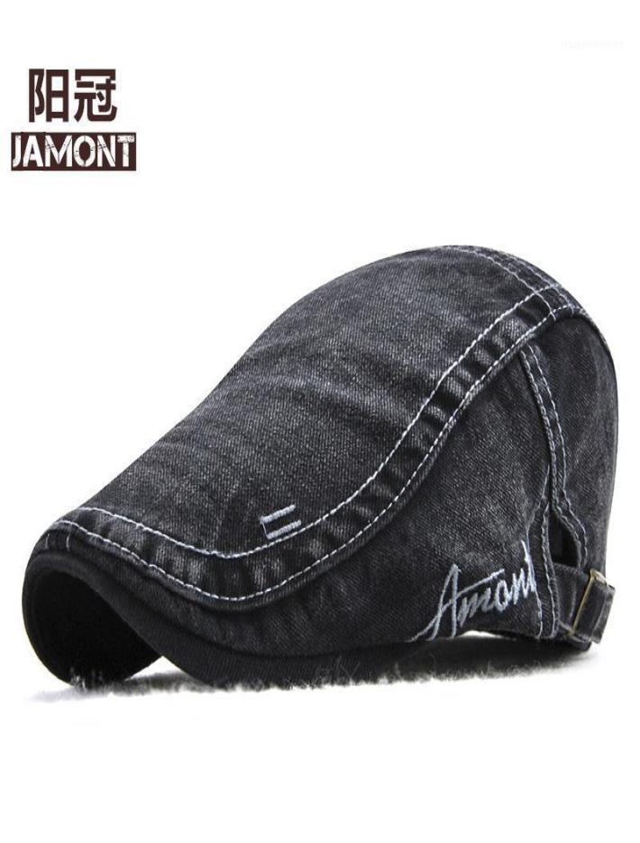 

Berets Original JAMONT Denim Beret Cap Jean Hats Casual Washed Peaked Men Women OutDoors Bone Brim Beray Hat Sun Flat3601177, Black