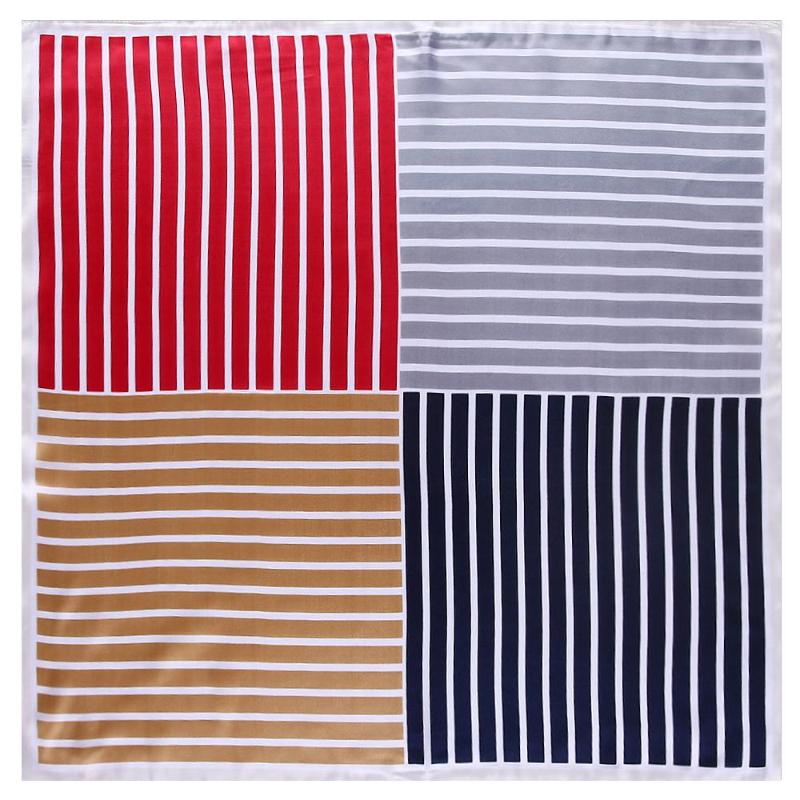 

Scarves 2023 Fashion Striped Square Scarf Bandanna Silk Women Head Band Plaid Professional Neckerchief