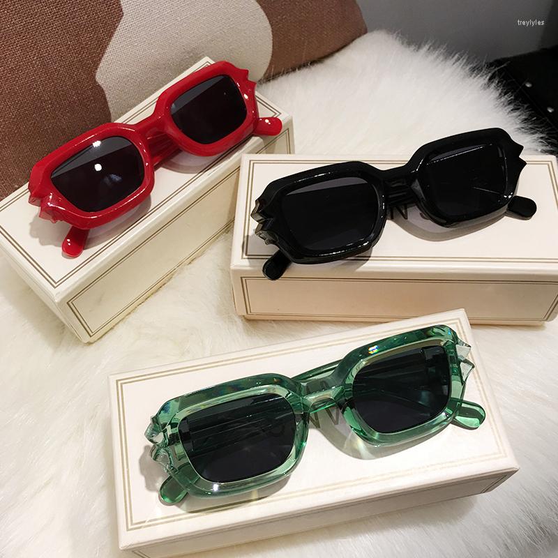 

Sunglasses Funky Yellow Rectangle Women Brand Designer Big Decor Frame Square Green Sun Glasses Men Hip Hop Shades Eyewear UV400