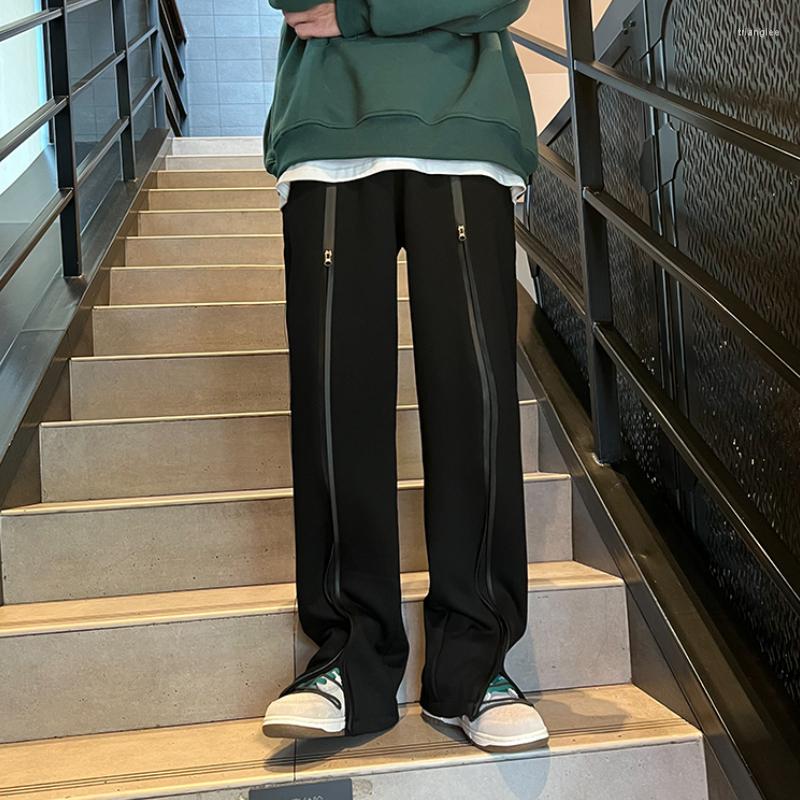 

Men's Pants Loose Straight Harem Zipper Design Sweatpants Men Korean Casual Streetwear Sport Trousers Men's Joggers Oversize 2XL, Gray