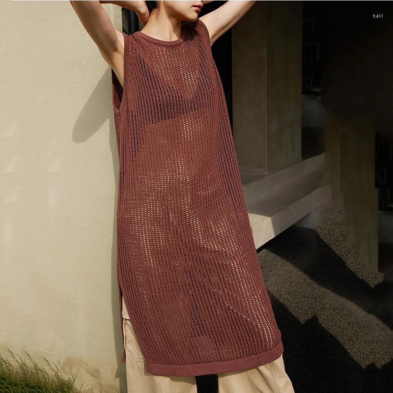 

Casual Dresses Vestidos Beach Outfits Loose Knit White Black Sleeveless Y2K Sexy Viscose Women Mesh Summer Dress Maxi For 2023