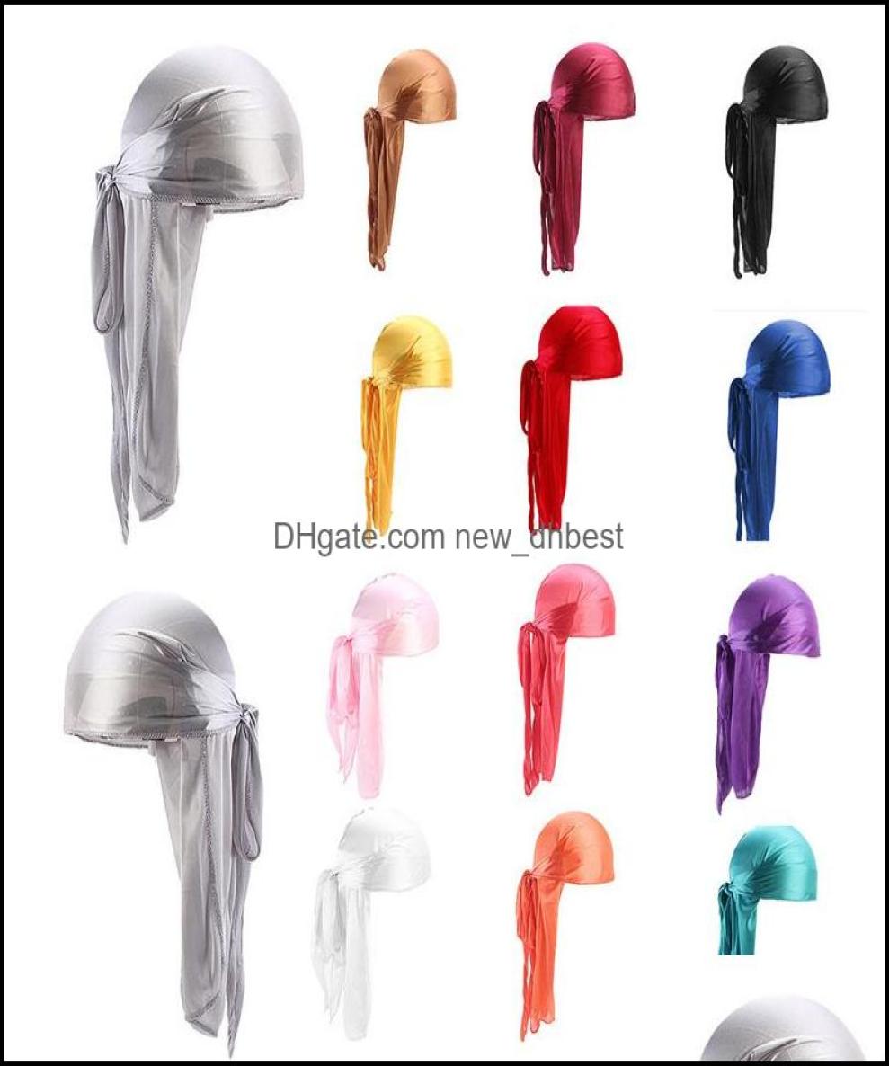 

BeanieSkull Caps Fashion Men Satin Durags Bandanna Turban Wigs Pirate Hat Silky Durag Headwear Headband Dlh385 262 R2 Drop Delive8833765, Red