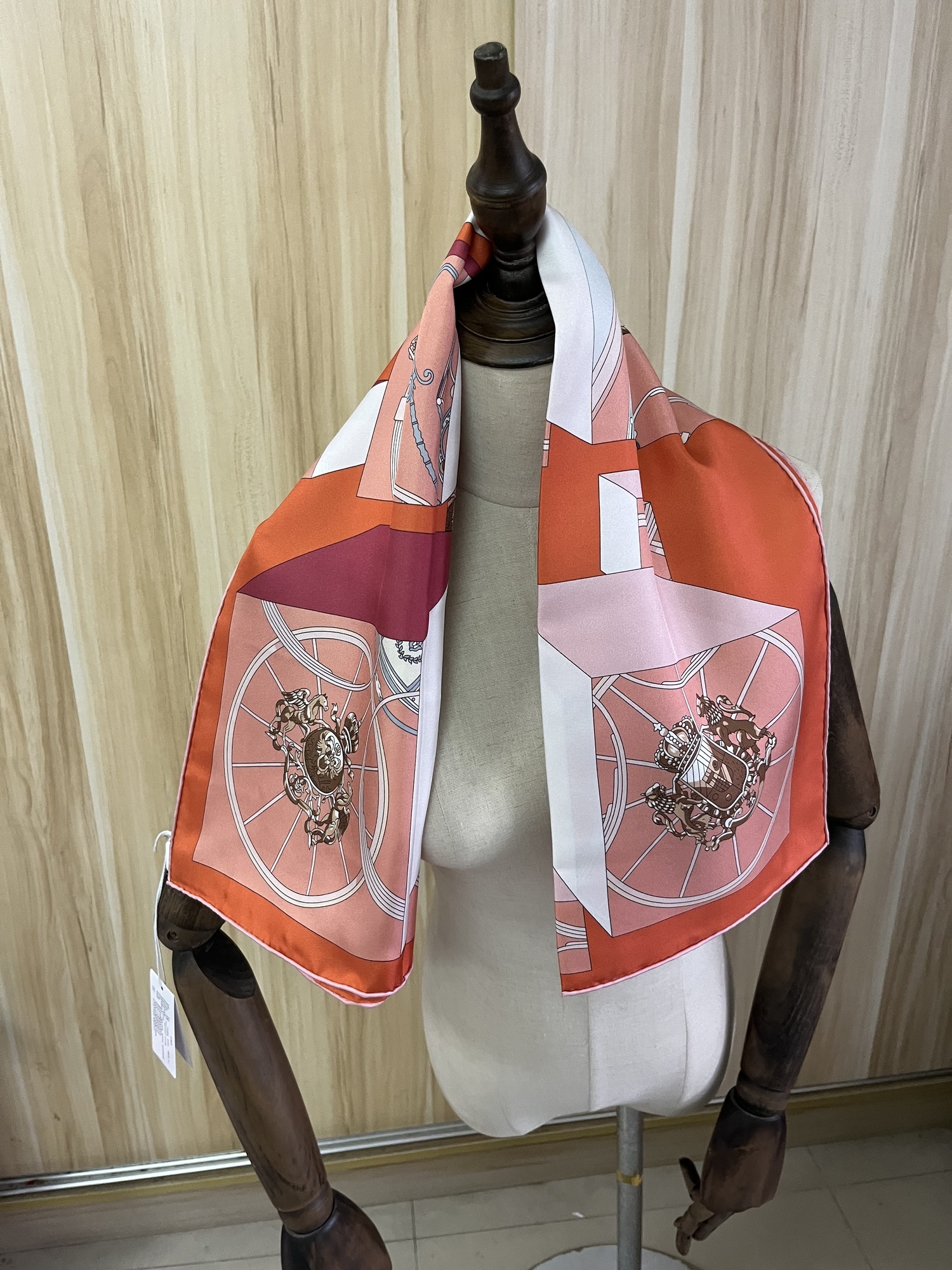

Sarongs arrival fashion brand orange 100 silk scarf 9090 cm square shawl twill wrap for women lady hijab 230508
