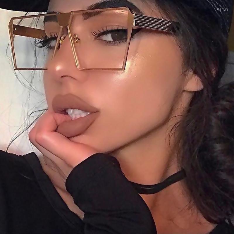 

Sunglasses Fashion Designer Oversized Square Women For Men Vintage Flat Top Mirror Shades Trend Punk Sun Glasses