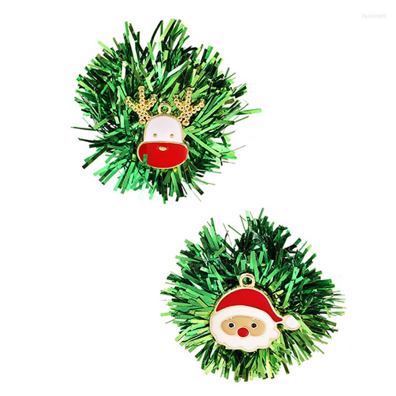 

Dangle Earrings ZHINI Design Personality Green Color Strip For Women Simple Santa Claus Elk Asymmetric Earring StatemenJewelry