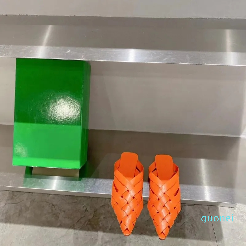 

Designer -Heels Slippers Women 2023 Outside Closed Toe Sliippers Women Summer Pointed Toe Mules Women Beach Slippers, As pic