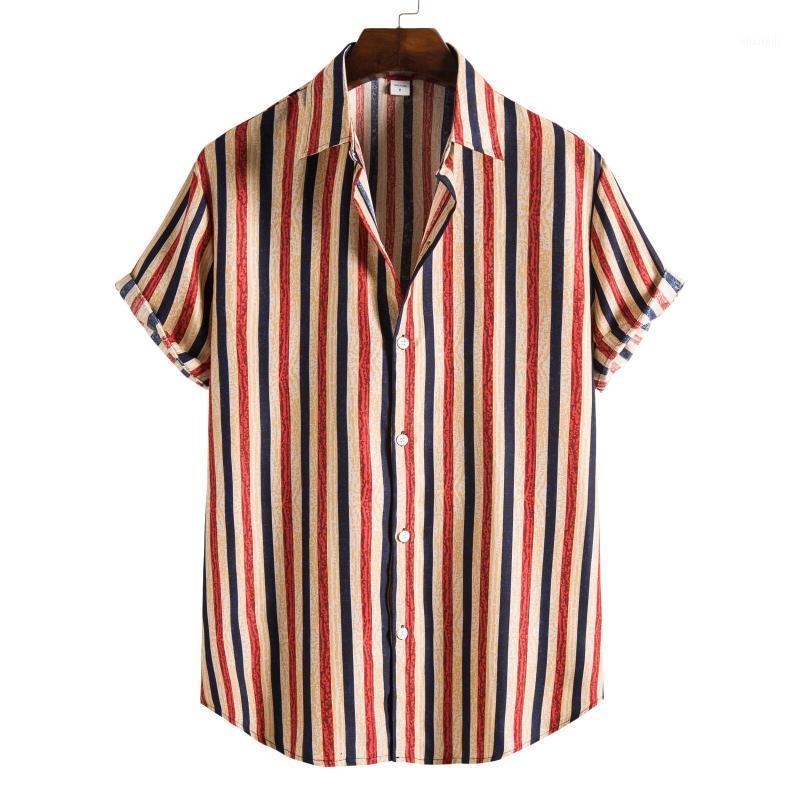 

Men's Casual Shirts Summer Men Hawaiian Shirt Printing Beach Short Sleeve 2023 Button Streetwear Vacation Camisas Vintage Clothing, Red