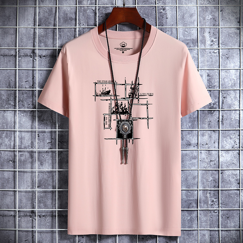 

Men's T-Shirts Quadrilateral Lattice Printing 100% Cotton Men T Shirt Hip-Hop Cotton T-shirt O-neck Summer Male Causal Tshirts Fashion Loose 230509, Bean green