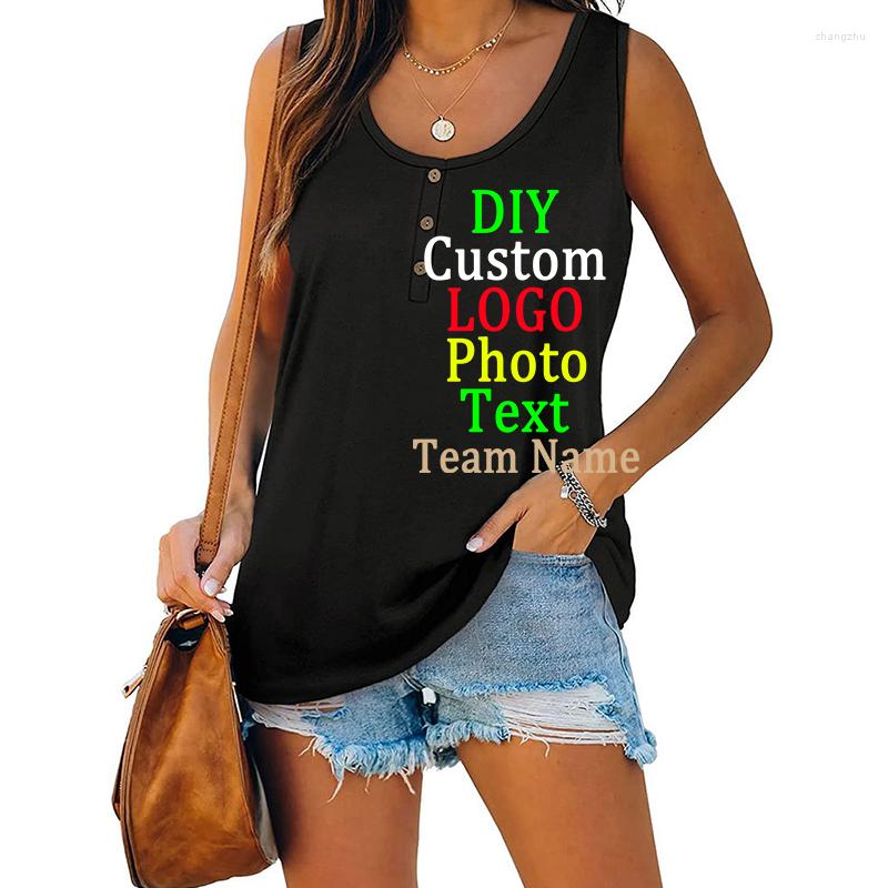 

Women's Tanks Custom LOGO Tops European American Solid Color Door Cylinder Stud Button Loose Crewneck T-Shirt Women, Bright green