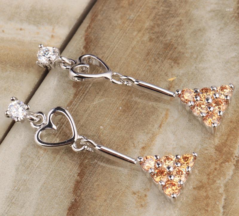 

Dangle Earrings Champange Morganite Silver Plated Argent Jewelry Drop Earring S5033