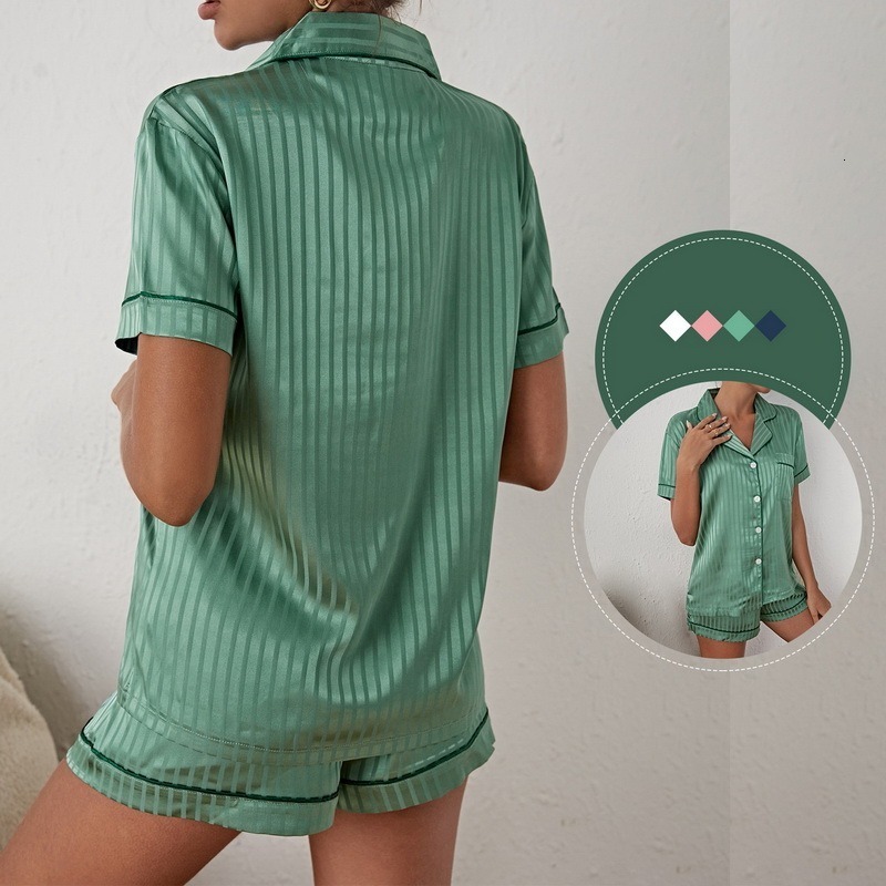 

Women's Sleepwear Women Pajamas Faux Silk Satin Pyjama Sets Short Sleeve Two Piece Top Pyjamas Woman 2 pieces 230508, Grey4