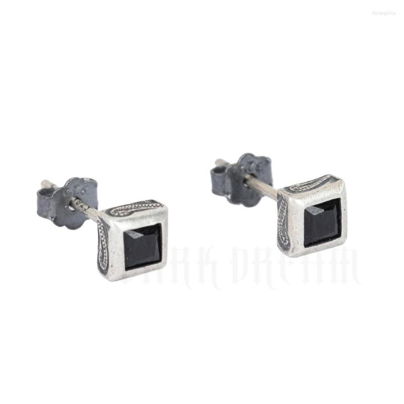 

Stud Earrings Retro 5MM Square Solid 925 Sterling Silver Black Zircon For Women Men Girls Student Diamonds