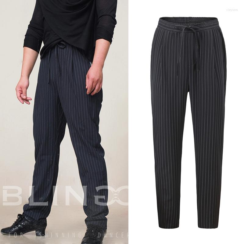 

Stage Wear Stripe Latin Dance Pants For Men Latina Ballroom Practice Costume Black Tango Outfits Tap JL1727