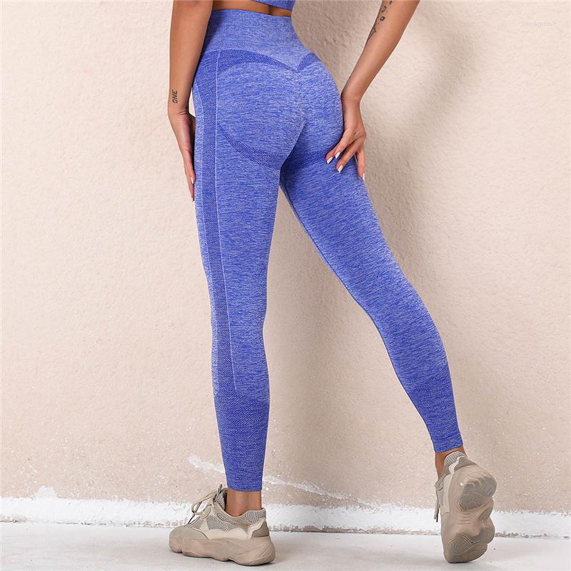 

Active Pants Women Seamless Knitted Yoga Leggings Fitness Tummy Control Sports Gym High Waisted Skinny, Blue