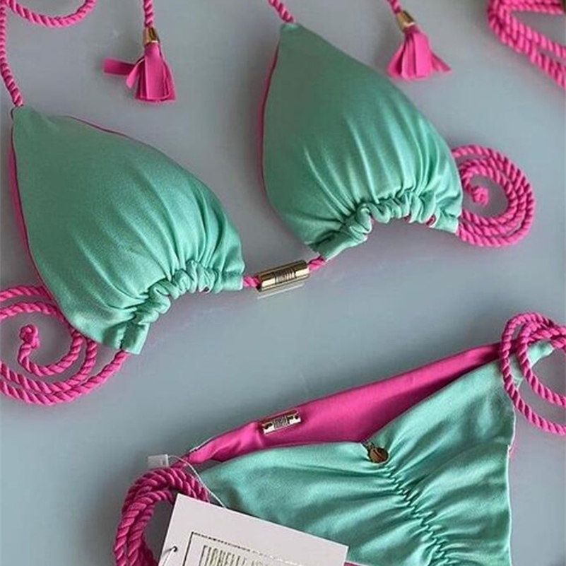 

Women' Swimwear Zrtak Tie Waist Women' Swimsuit Sexy Bikini Solid Beachwear Summer Bathing Suit Push Up Swimwear High Cut Thong Bikinis Sets 230508, Bu2