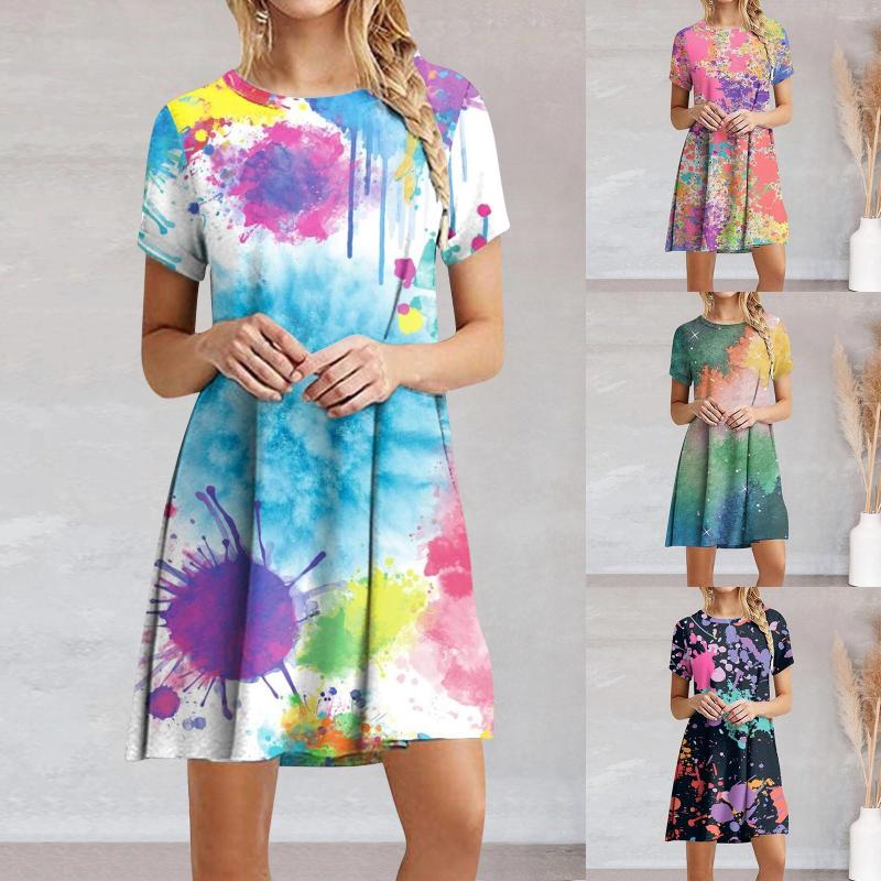 

Casual Dresses Women Summer Ruffle Short Sleeve Cute Crew Neck Flowy Dress, Black