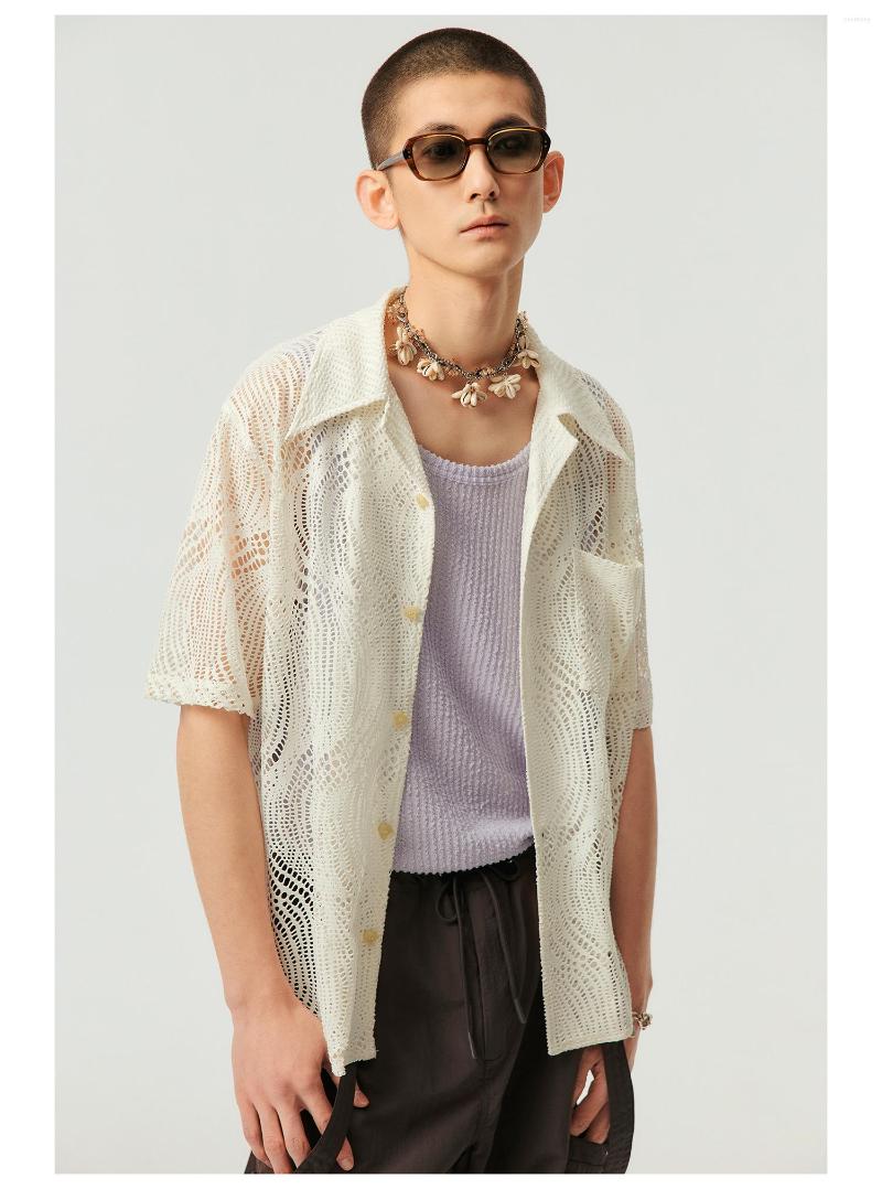 

Men' Casual Shirts We0174 Fashion Men' 2023 Runway Luxury European Design Party Style Clothing, Beige