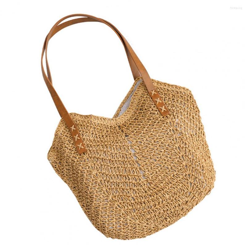 

Evening Bags Straw Bag High Capacity Rattan Handbag Women Purse, Beige