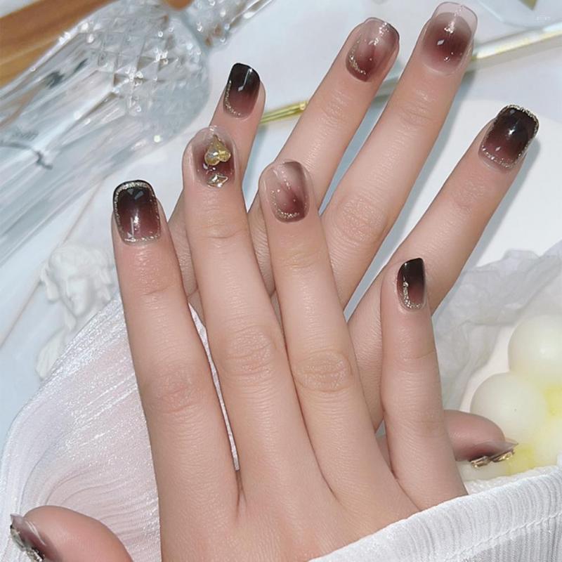 

False Nails 24Pcs Delicate Plastic Fake With Glue French Ballerina Manicure Tool