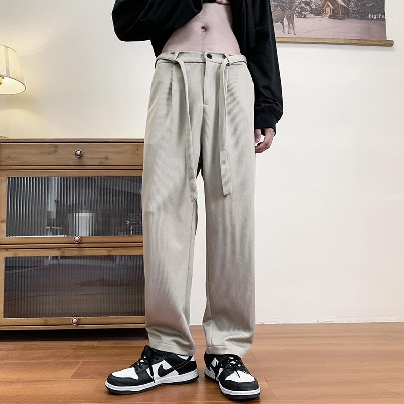 

Men's Pants Men Straight Vintage Loose Trousers Baggy Korean Zipper Casual Male Wide Leg Sweatpants Fashion Streetwear, Dark grey