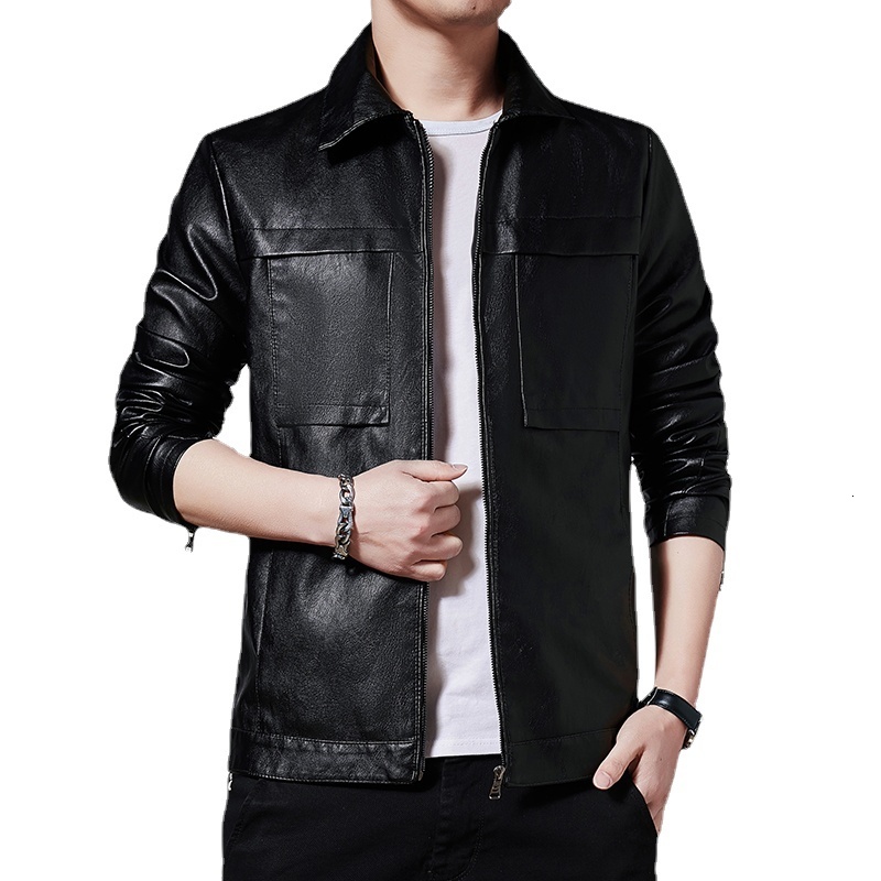 

Men's Jackets Leather Jacket Men Loose Soft Leather Jacket Single Breasted Pu Coats Men Casual Biker Jacket Turn Down Collar Fur Coat 230509, Dark brown