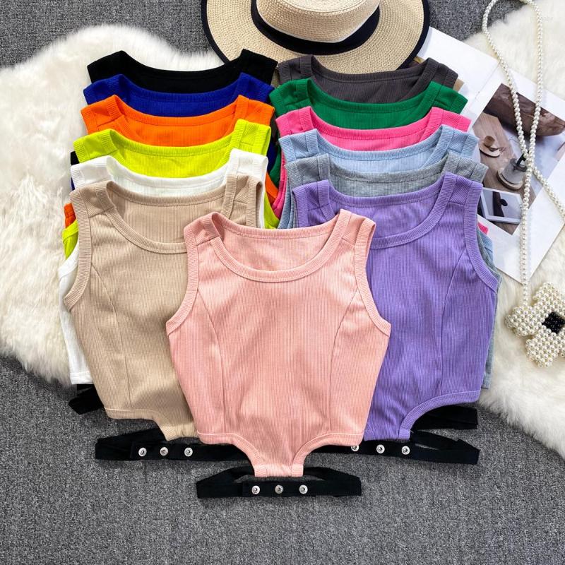 

Women's Tanks American Retro Sleeveless Camis For Women Summer Casual O-neck Solid Colours Femme Corset Crop Tank Tops Skinny Camisoles, Black