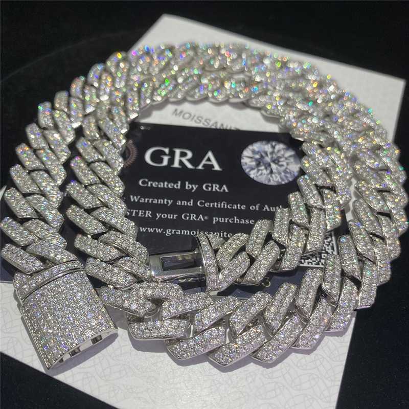 

Stock Iced Out Vvs Moissanite Cuban Bracelet 925 Silver Bling Cz Diamond Cuban Link Chain Hip Hop Men Jewelry Necklace