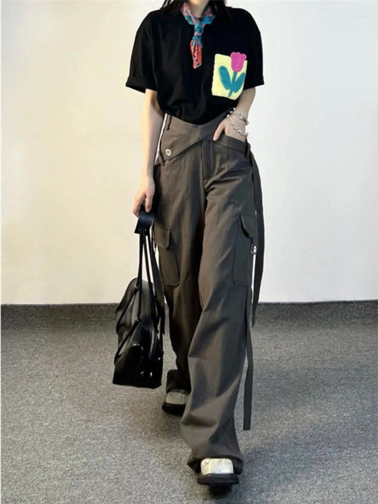 

Women' Pants Women Cargo Vintage Punk Y2k Korean Streetwear Baggy Trousers Harajuku Fashion Casual Wide Leg Retro Female, Beige