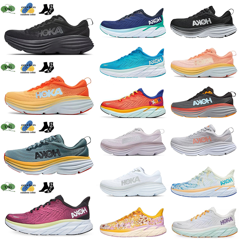 

Mens Hoka One Clifton 8 Running Shoes Bondi 8 Men Women Lilac Marble Sneakers Triple Black Designer Impala Mock Orange Runners Walking Outdoor Absorption 2023, Item#22 black white