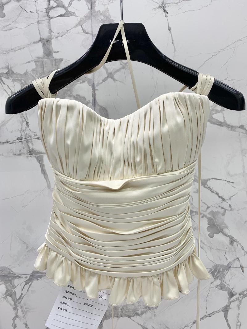 

Women's Tanks 2023SS Summer Luxury Women High Quality Beige Strapless Tank Tops Female Chic Vest Camis Gdnz 5.02