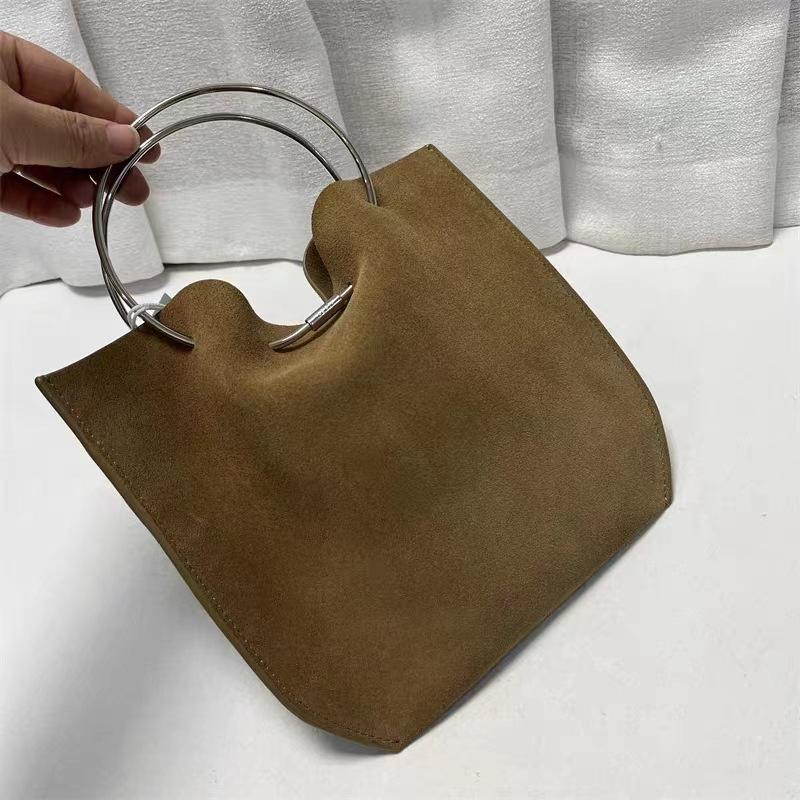 

Duffel Bags 2023 Spring And Summer Women Metal Ring Circle Handbag, Brown