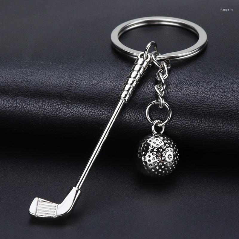 

Keychains Golf Racket Key Chain High Grade Car Metal Keychain Sporting Goods Keyfob Women Men Sports Club Souvenir Ball Keyring
