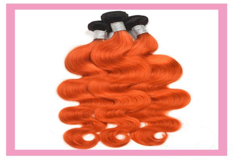 

Brazilian Virgin Hair Extensions Body Wave Two Tones 1BOrange Ombre Human Hair 1026inch 1B Orange Double Wefts4035038, Ombre color