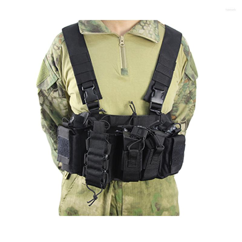 

Waist Support Military Molle Vest Paintball Carrier Strike Tactical Hunting Outdoor Chaleco Chest Rig Pack Pouch Heavy Duty, Black