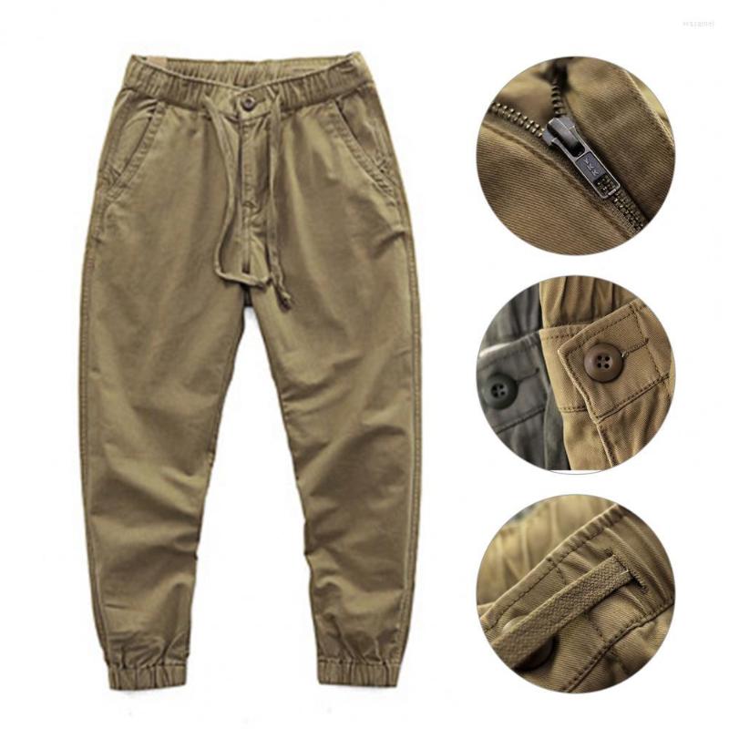 

Men's Pants Thin Trendy Elastic Waist Men Training Slacks Comfy Trousers Wear Resistant For Jogging, Khaki