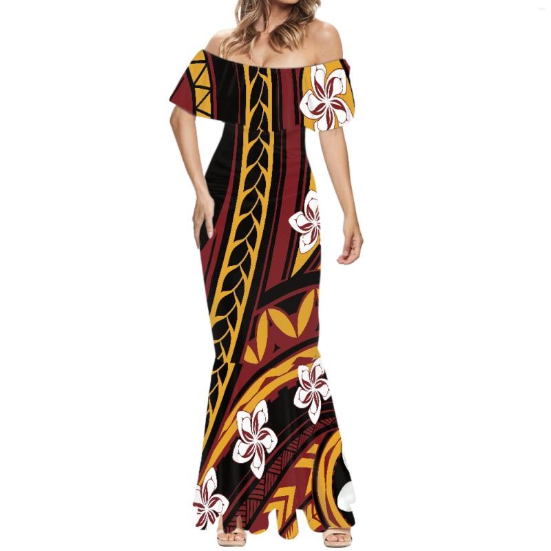 

Casual Dresses Strapless Dress With Lotus Collar Samoa Tattoo Fish Tail Party Club Summer Women Fashion Sexy Polynesian Traditional Tribe, Ysfc01683x35