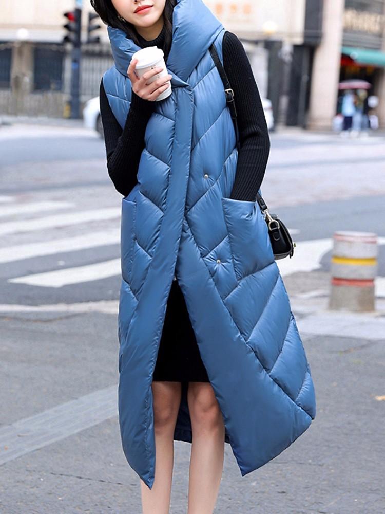 

Leather Lusumily Winter Vests Women Hooded Long Waistcoat Fashion Cotton Padded Sleeveless Jacket Coat Female Thick Warm Long Gilet, White