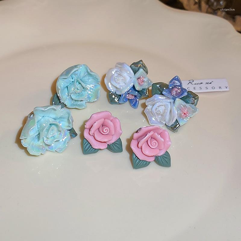 

Dangle Earrings Minar Sweet 3 Designs Multicolor Ceramic Resin Flower Three-dimensional Earring For Women Party Casual Jewelry