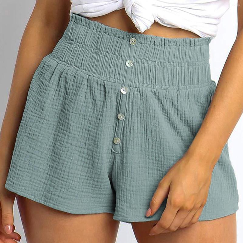 

Women's Shorts Women Fashion Blends Cotton Summer Casual Women's With Button, Sky blue