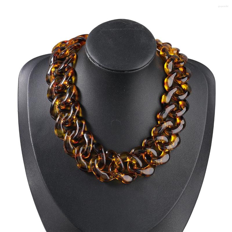 

Chains Fashion Creative Transparent Resin Leopard Amber Acrylic Necklace For Women Short Romantic Elegant Daily Rock Choker