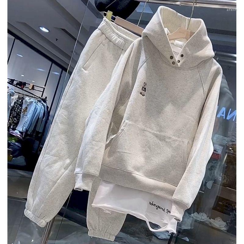 

Women's Hoodies Oversized Sets Women Fashion Cartoon Embroidery Sportswear Spring Autumn Trendy Casual Loose Hoodie Trousers 2 Piece Set, Pink sets