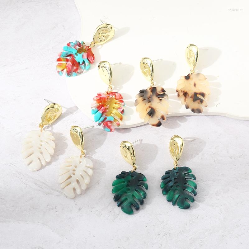 

Stud Earrings Colorful Resin Leaves For Women 2023 Trending Acrylic Geometric Hollow Leaf Drop Earring Bohemia Pendientes Mujer